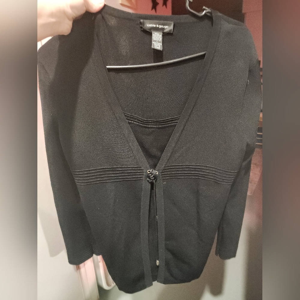 Cable & Guage black sweater cardigan style